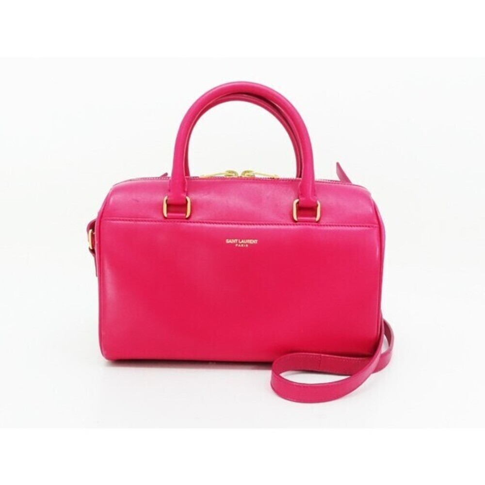 SAINT LAURENT PARIS Classic Baby Duffle Handbag Shocking Pink